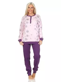 Пижама NORMANN Langarm Kuschel Interlock Langarm Florale Optik, розовый