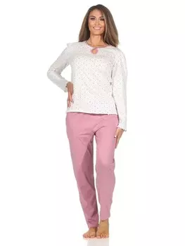 Пижама NORMANN Langarm Tupfen Punkte Optik, цвет altrose