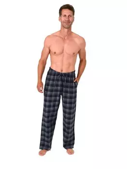 Пижама NORMANN Lange Flanell Hose kariert, цвет grau/marine
