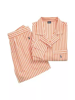 Пижама Polo Ralph Lauren Crop & Boxer Set, цвет Orange/White