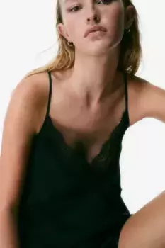 Пижама с бретелями сверху и коротким низом H&M, черный