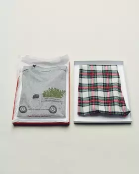 пижама с деревом и клеткой ZARA, экрю