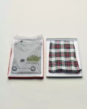 пижама с деревом и клеткой ZARA, экрю