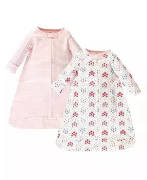 Пижама с длинными рукавами из органического хлопка для маленьких девочек, мешок, одеяло, цветочный горошек Touched By Nature, мультиколор