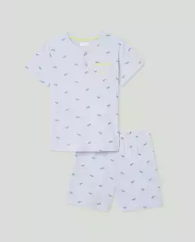 Пижама с карманом для коньков Cotton Juice, синий