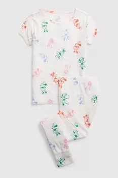 Пижама с короткими рукавами Disney Minnie Mouse из натурального хлопка Gap, белый