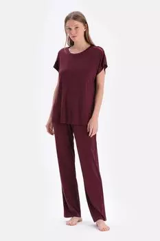 Пижама с короткими рукавами и овальным вырезом горловины Dagi, бургундия