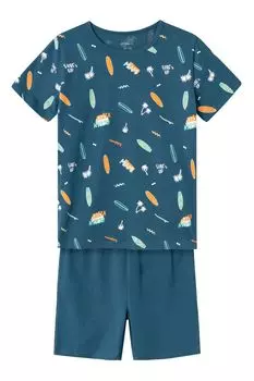 Пижама с короткими рукавами и принтом Name It, синий