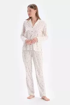 Пижама с модальным узором в виде сердечек Dagi, бургундия