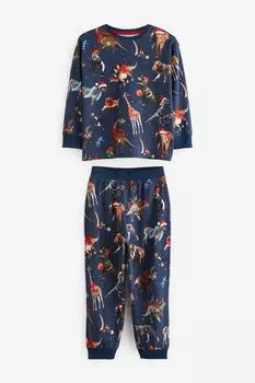 Пижама с новогодними узорами Next, синий