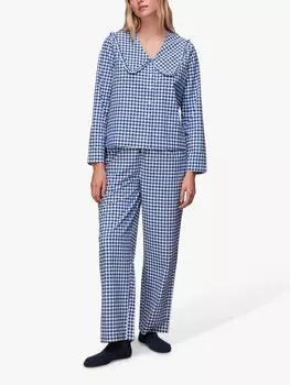 Пижама с объемным воротником в клетку Whistles, синий/белый