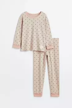 Пижама с отворотом на манжете H&amp;M, светло-бежевый/горошек