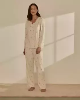 Пижама с принтом, кружевной отделкой и воротником nfasis, зеленый