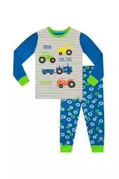 Пижама с принтом «Тракторные колеса» Harry Bear, синий