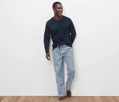 Пижама с ткаными брюками Tchibo, топ темно-синий