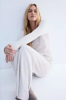 Пижама с вафельной структурой H&M, бежевый