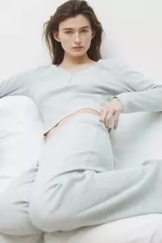 Пижама с вафельной структурой H&M, серый