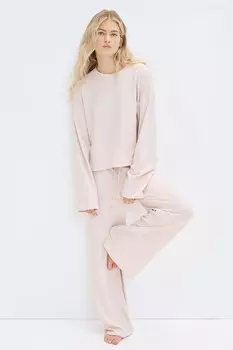 Пижама с вафельной структурой H&M, розовый