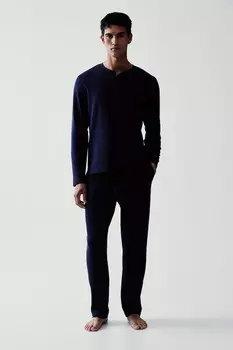 Пижама с вафельной структурой обычного кроя H&M, синий