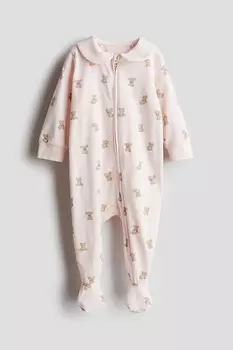Пижама с воротником и молнией спереди. H&M, розовый