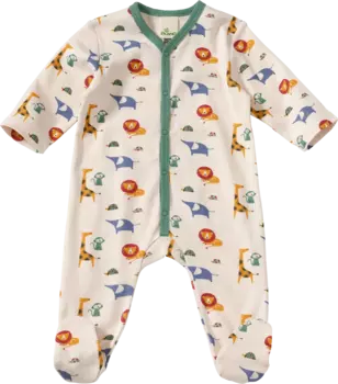 Пижама с животным узором бежевый и ампер зеленый размер 50/56 10шт ALANA