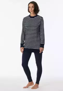 Пижама Schiesser "Casual Essentials" (комплект, 2 шт.) из уютной махры/леггинсы из эластичного одинарного трикотажа, синий