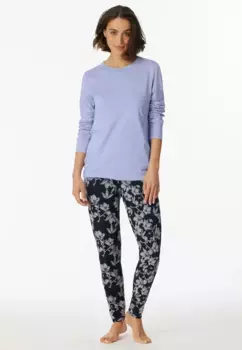 Пижама Schiesser "Contemporary Nightwear" (2 шт.) с однотонным верхом и брюками с рисунком, цвет морской волны