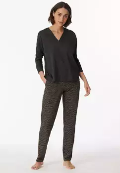 Пижама Schiesser "Modern Nightwear" (комплект, 2 шт.) с цветочным принтом, антрацит