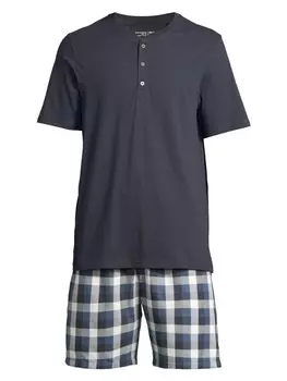 Пижама Schiesser Night & Home, цвет grau kariert/blau