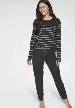 Пижама Schiesser ""selected! premiumspiration"" (2 шт.), из мягкого одинарного трикотажа, со слегка удлиненной спинкой, черно-белый