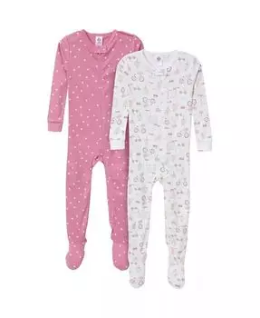 Пижама Snug Fit Footed для девочек, 2 шт., с изображением собак Gerber, розовый
