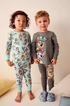 Пижама Snuggle из 100% хлопка, 2 шт в упаковке Next, серый/голубой