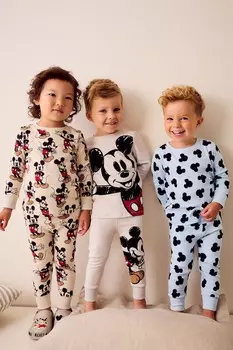 Пижама Snuggle из 100% хлопка, 3 шт в упаковке Next, бежевый/синий