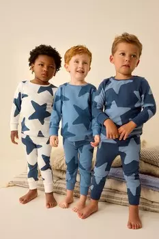 Пижама Snuggle из 100% хлопка, 3 шт в упаковке Next, синий