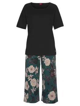 Пижама sOliver Capri, цвет schwarz-dunkelgrn-gemustert