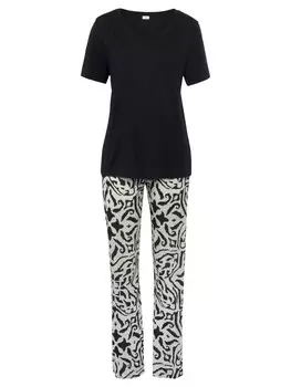 Пижама sOliver, цвет schwarz-ecru gemustert