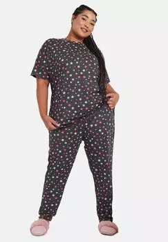 Пижама STAR PRINT SET Yours Clothing, темно-серый