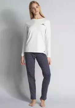 Пижама TOM TAILOR (2 шт.) спортивного дизайна, цвет Blau-Mittel-Allover