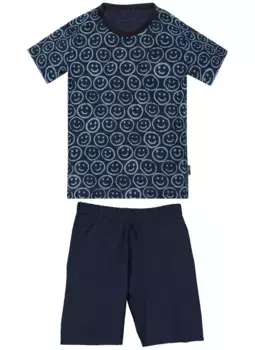 Пижама Trigema "Короткая пижама TRIGEMA с веселым рисунком смайлика" (1 шт.), цвет морской волны