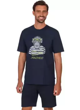 Пижама Trigema "пижама TRIGEMA с принтом обезьяны" (2 шт.), цвет морской волны