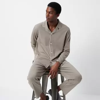 Пижама UNIQLO AIRism хлопковая с длинным рукавом, бледно-зеленый