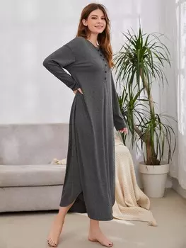 Пижама Unity, вышитые буквы, заниженная линия плеча, однобортная Shein, темно-серый