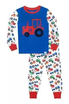 Пижама узкого кроя с тракторным мотивом Harry Bear, белый