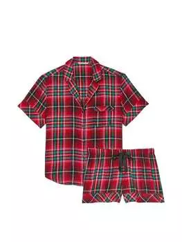 Пижама Victoria's Secret Flannel Short, красный/белый/зеленый