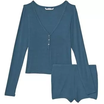 Пижама Victoria's Secret Ribbed Modal Henley, синий