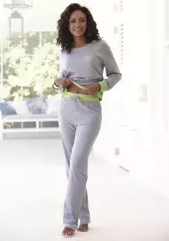 Пижама Vivance Dreams (2 шт.) с декоративными плоскими швами неонового цвета, желтый