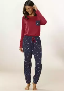 Пижама Vivance Dreams (2 шт.) с милым принтом в виде сердечек и звездочек, синий