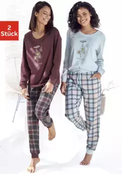 Пижама Vivance Dreams (4 шт., 2 шт.), с принтом спереди, бордовый