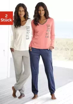 Пижама Vivance Dreams (4 шт., 2 шт.), с принтом сбоку, синий