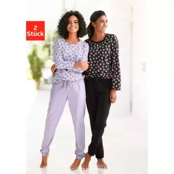 Пижама Vivance Dreams (4 шт., 2 шт.), со звездами, черный